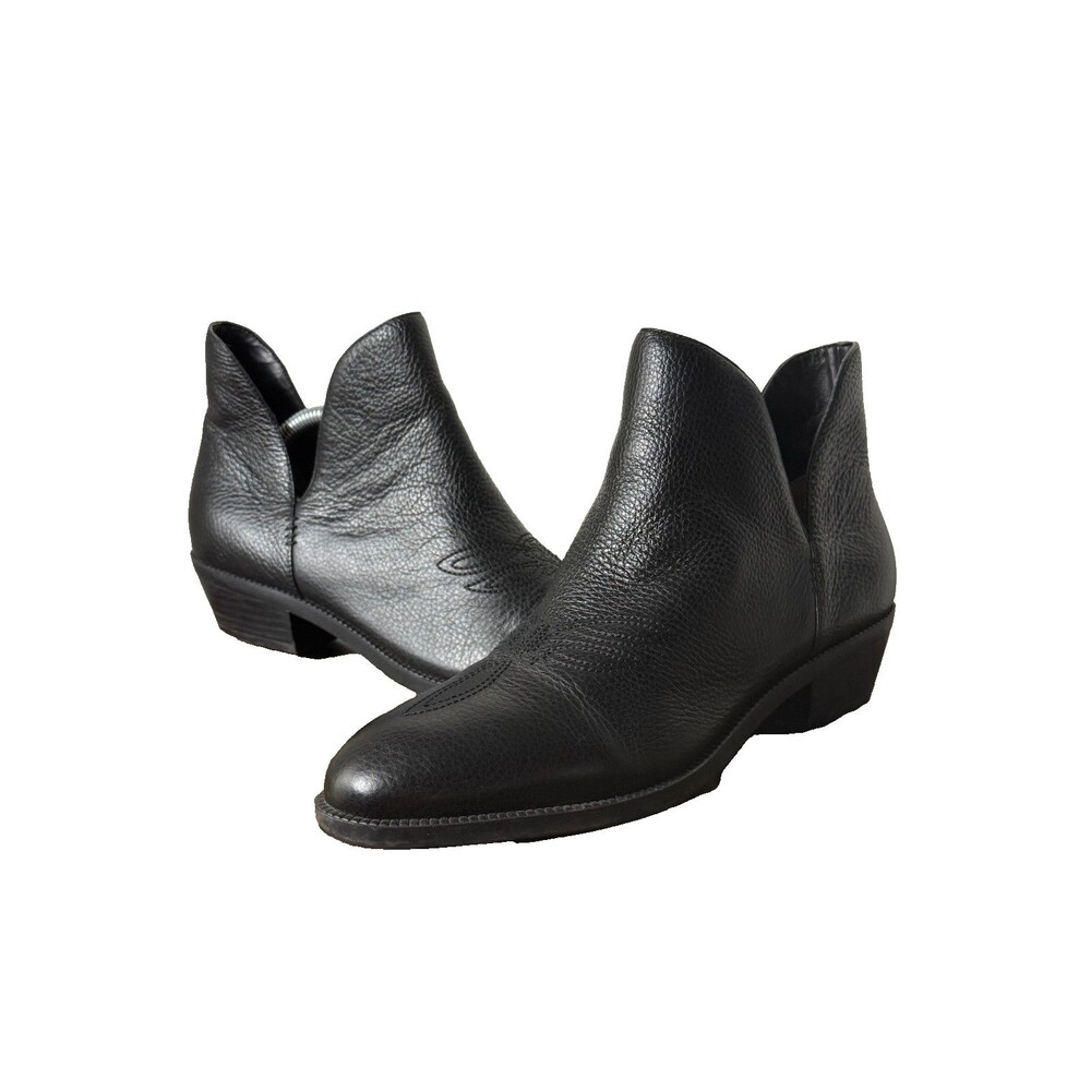 Lauren Ralph Lauren Black Leather Western Ankle Boots Booties Womens 9B